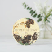 Pine Cones Chistmas Round Holiday-fotokaart Feestdagenkaart (Staand voorkant)