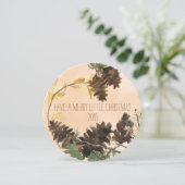 Pine Cones Chistmas Round Vacances Carte photo (Debout devant)