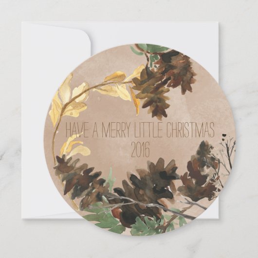 Pine Cones Chistmas Round Vacances Carte photo (Devant)