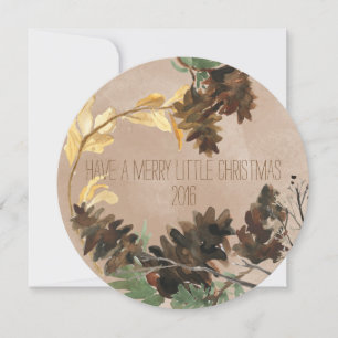 Pine Cones Chistmas Round Vacances Carte photo