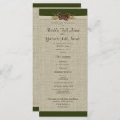 Pine Cones en Burlap Green Wedding Program Programma (Voorkant / Achterkant)