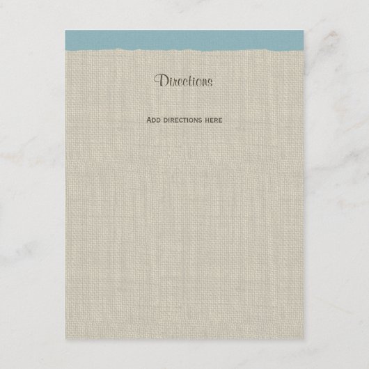 Pine Cones en Burlap Info Kaart Blauw (Achterkant)