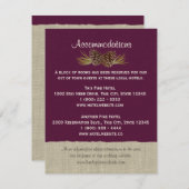 Pine Cones en Burlap Info Kaart Plum (Voorkant / Achterkant)