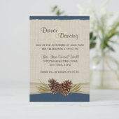 Pine Cones en Burlap Navy Blue Reception Kaart (Staand voorkant)