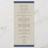 Pine Cones en Burlap Navy Blue Wedding Program Programma (Achterkant)