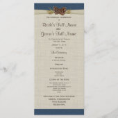 Pine Cones en Burlap Navy Blue Wedding Program Programma (Voorkant)