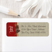 Pine Cones en Burlap Red Etiket (Insitu)