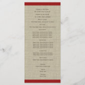 Pine Cones en Burlap Red Wedding Program Programma (Achterkant)