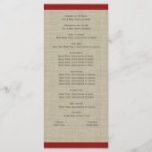 Pine Cones en Burlap Red Wedding Program Programma (Achterkant)