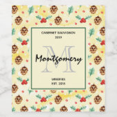 Pine Cones en Holly kerstpatroonwijn maken Wijn Etiket (Enkel label)