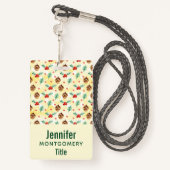 Pine Cones en Holly Kerstpattern Badge (Achterkant met draagriem)