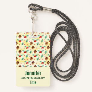 Pine Cones en Holly Kerstpattern Badge