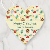 Pine Cones en Holly Kerstpattern Bedankjes Labels (Voorkant)