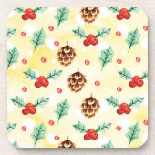 Pine Cones en Holly Kerstpattern Bier Onderzetter (Voorkant)