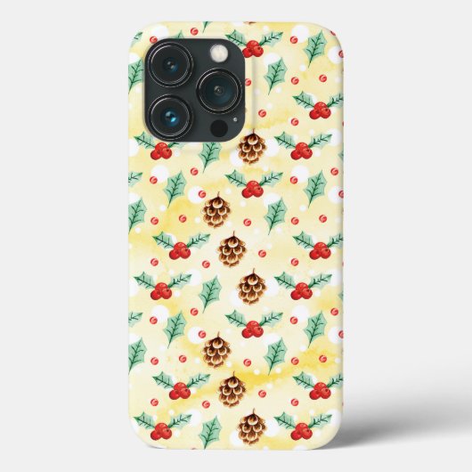 Pine Cones en Holly Kerstpattern Case-Mate iPhone Case (Achterkant)