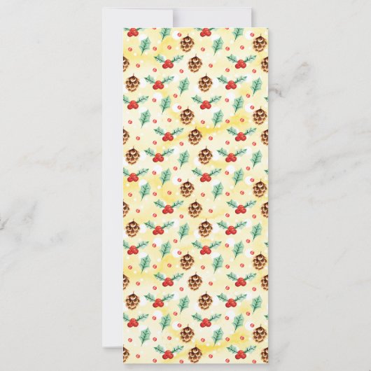 Pine Cones en Holly Kerstpattern Kaart (Achterkant)