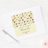 Pine Cones en Holly KerstPattern Kitchen Vierkante Sticker (Envelop)