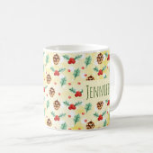 Pine Cones en Holly Kerstpattern Koffiemok (Voorkant rechts)