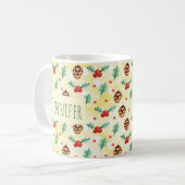 Pine Cones en Holly Kerstpattern Koffiemok (Voorkant links)