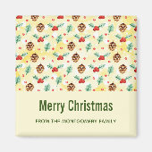 Pine Cones en Holly Kerstpattern Magneet (Voorkant)