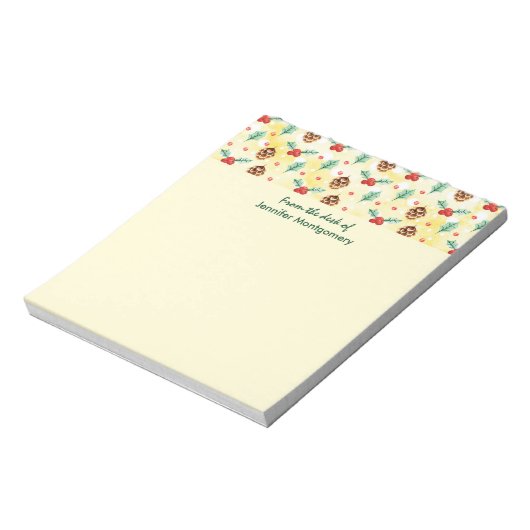 Pine Cones en Holly Kerstpattern Notitieblok (Gedraaid)
