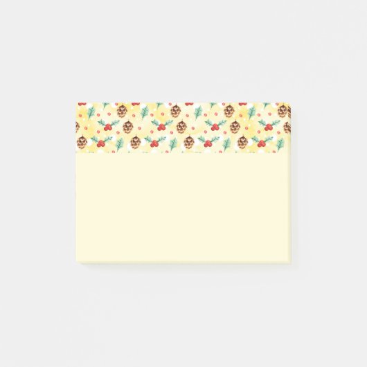 Pine Cones en Holly Kerstpattern Post-it® Notes (Voorkant)