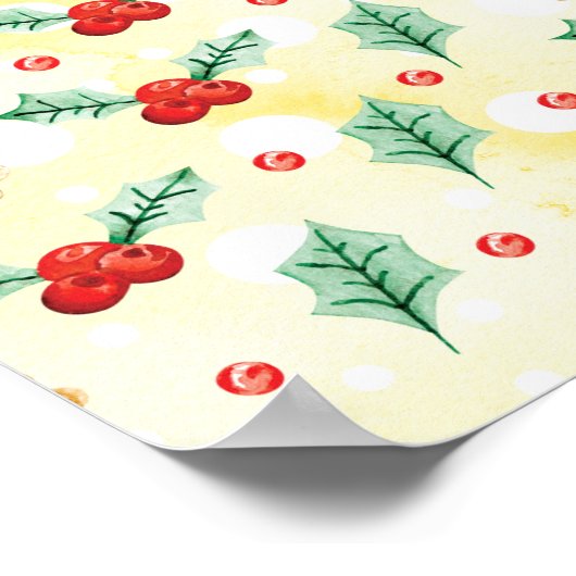 Pine Cones en Holly Kerstpattern Poster (Hoek)