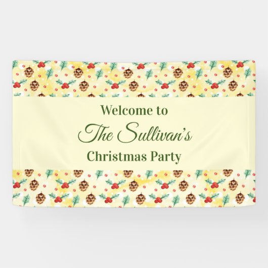 Pine Cones en Holly Kerstpattern Spandoek (Horizontaal)