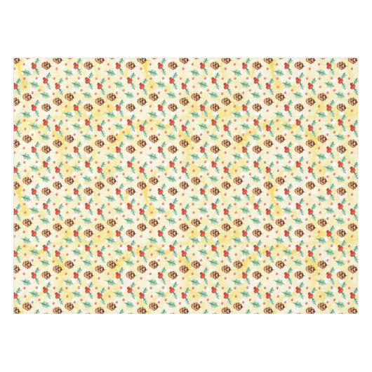 Pine Cones en Holly Kerstpattern Tafelkleed (Voorkant (Horizontaal))
