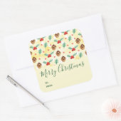 Pine Cones en Holly Kerstpattern Vierkante Sticker (Envelop)