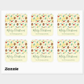 Pine Cones en Holly Kerstpattern Vierkante Sticker (Vel)