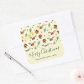 Pine Cones en Holly Kerstpattern Vierkante Sticker (Envelop)