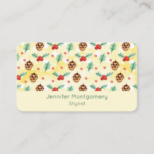 Pine Cones en Holly Kerstpattern Visitekaartje