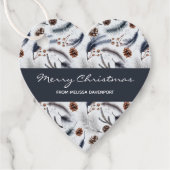 Pine Cones en Pine Needles Kerstpatroon Bedankjes Labels (Voorkant)