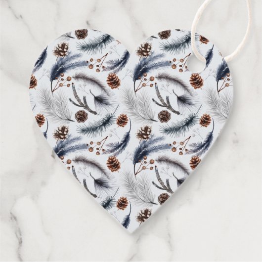 Pine Cones en Pine Needles Kerstpatroon Bedankjes Labels (Achterkant)