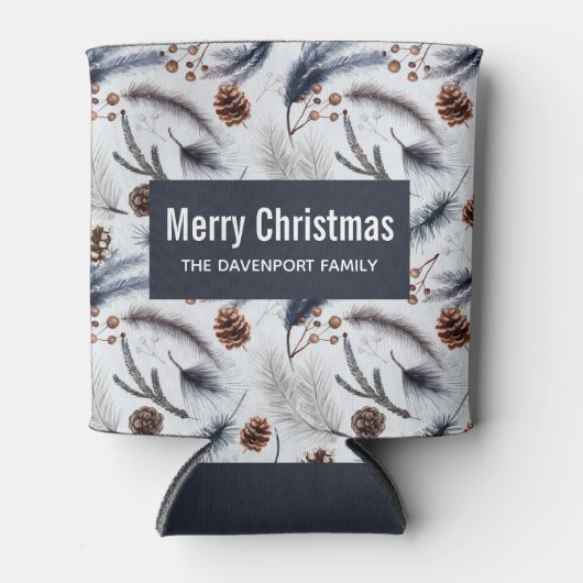 Pine Cones en Pine Needles Kerstpatroon Blikjeskoeler (Voorkant)