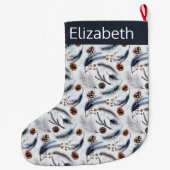 Pine Cones en Pine Needles Kerstpatroon Grote Kerstsok (Achterkant)