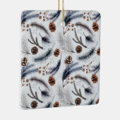 Pine Cones en Pine Needles Kerstpatroon Keramisch Ornament (Rechts)