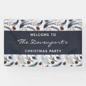 Pine Cones en Pine Needles Pattern Kerstmis Spandoek (Horizontaal)