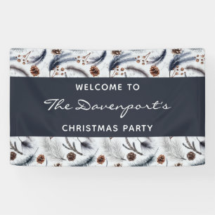 Pine Cones en Pine Needles Pattern Kerstmis Spandoek
