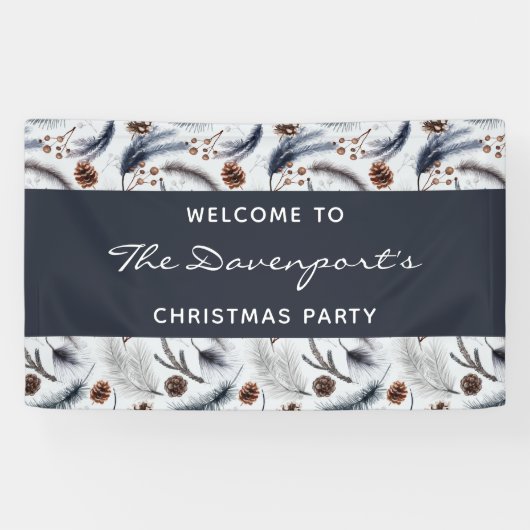 Pine Cones en Pine Needles Pattern Kerstmis Spandoek (Horizontaal)