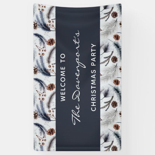 Pine Cones en Pine Needles Pattern Kerstmis Spandoek (Verticaal)