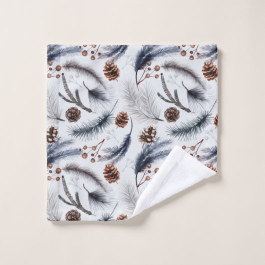 Pine Cones et aiguilles de pin Noël Motif (Gant de toilette)