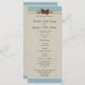 Pine Cones et Burlap Programme de mariage bleu (Devant / Derrière)