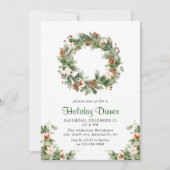 Pine Cones Fir Wreate Kerstfeestdag diner Kaart (Voorkant)