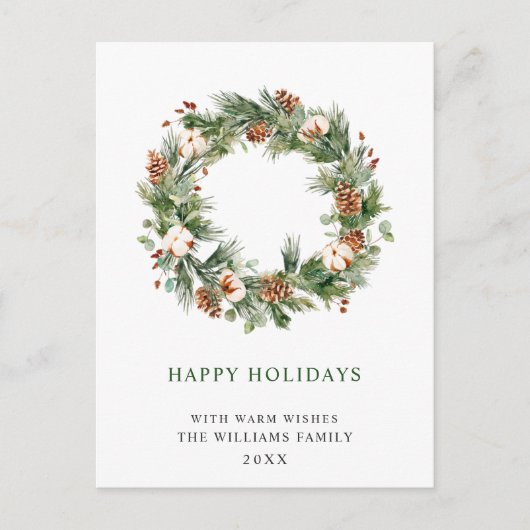 Pine Cones Fir Wreath Merry Kerstfeestdag Briefkaart (Voorkant)