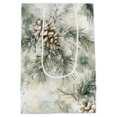 Pine Cones Green Christmas Medium Cadeauzakje (Achterkant)