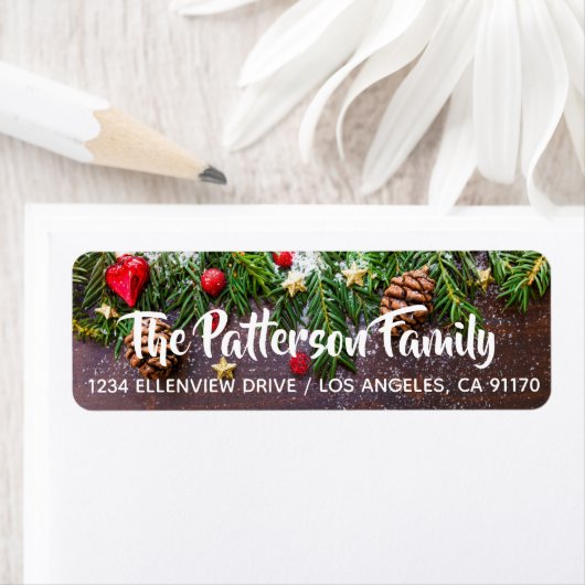 Pine Cones & Holly Return Address Labels (Insitu)