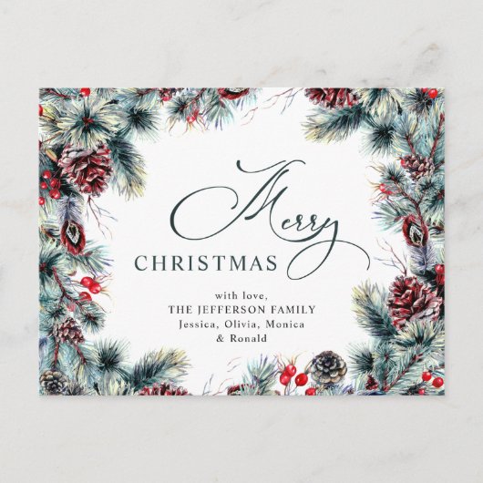 Pine Cones Kerstmis met feestdag Briefkaart (Voorkant)