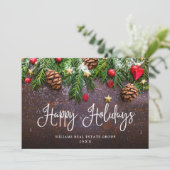 Pine Cones Kerstmis Rustic Corporate Greeting Feestdagenkaart (Staand voorkant)